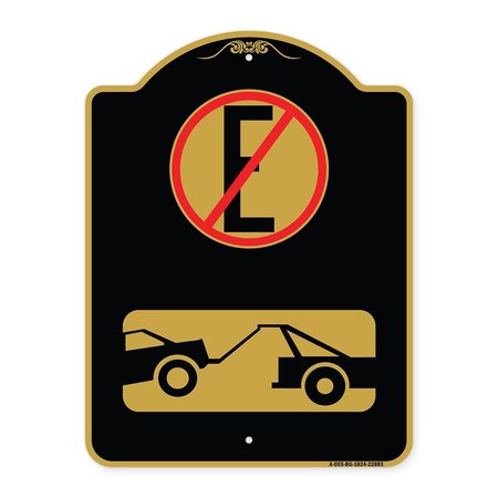 SIGNMISSION Spanish Parking Control Sign No Estacionar No Parking, Black & Gold Alum Sign, 18" H, BG-1824-22883 A-DES-BG-1824-22883